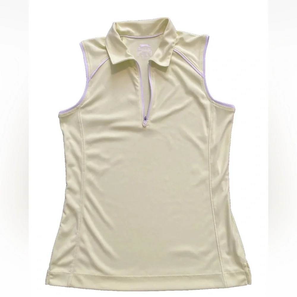 Slazenger Golf Shirt Sz XS Fit Like S/M Sleeveless 1/4 zip SportsWear Yellow Top
